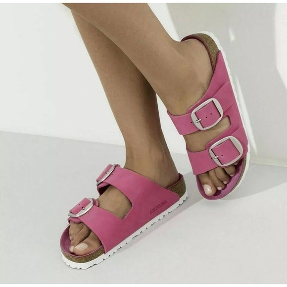BIRKENSTOCK WOMEN'S ARIZONA BIG BUCKLE LEATHER FUCHSIA TULIP SZ 7-7.5 US/38 EU
